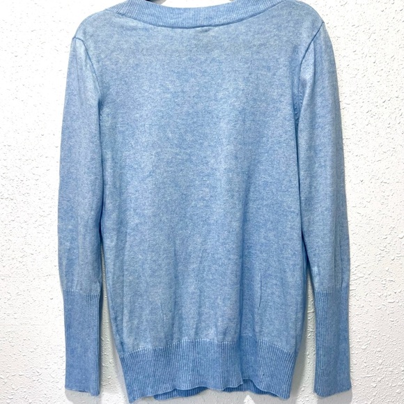 Light Blue cashmere cotton V-Neck Women's Sweater L - Picture 5 of 6